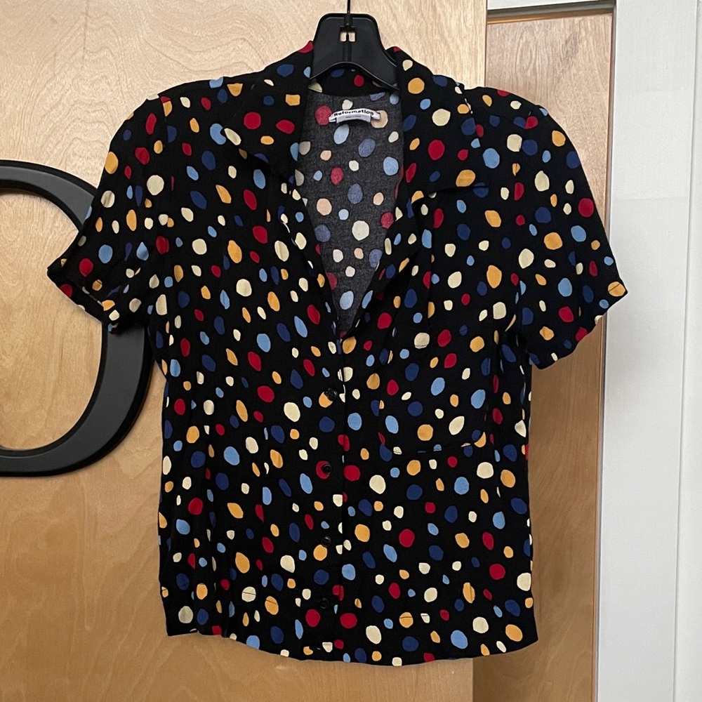 Reformation Cuba Top in Fiesta Polka Dot